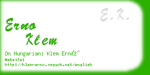 erno klem business card